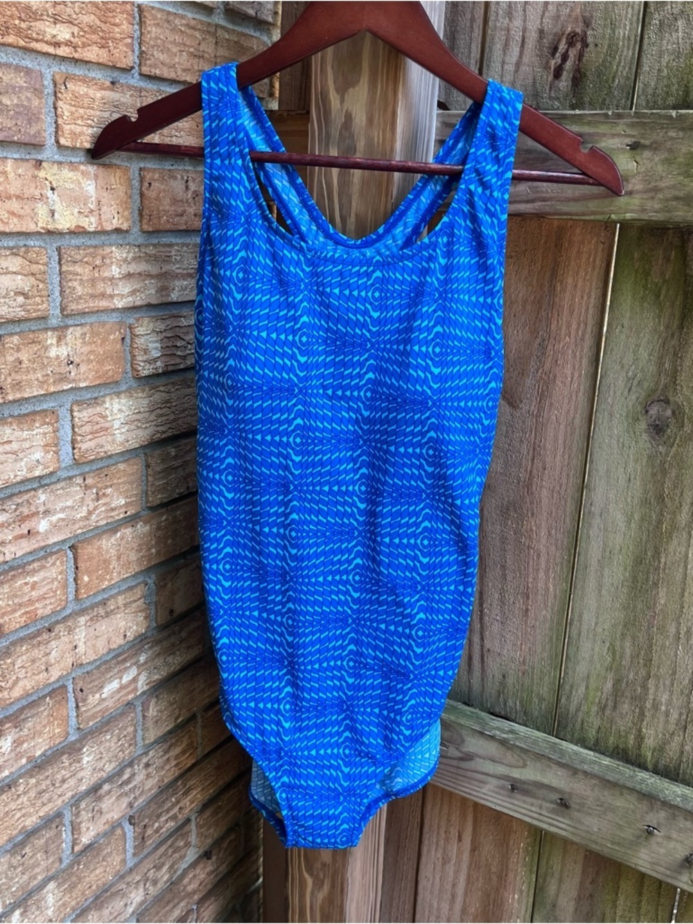 L.L.Bean Bright Blue Patterned One-Piece Swimwear